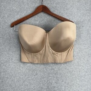Parfait Strapless Longline Bra 32H Nude Lace Underwire Bustier Beige